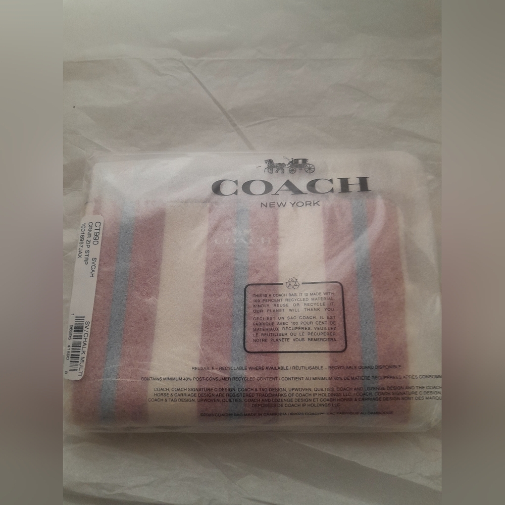 New Coach Wristlet In Stripe Print Multi Color With Tags